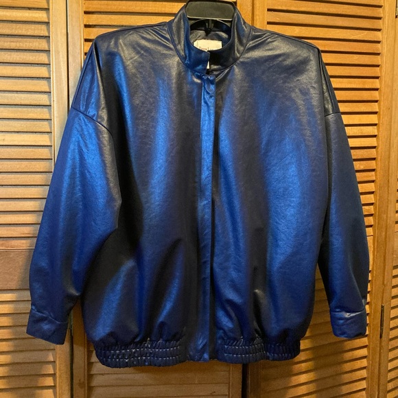 Vintage Pierre Lamonte Navy Blue Shinny Jacket - Picture 1 of 12
